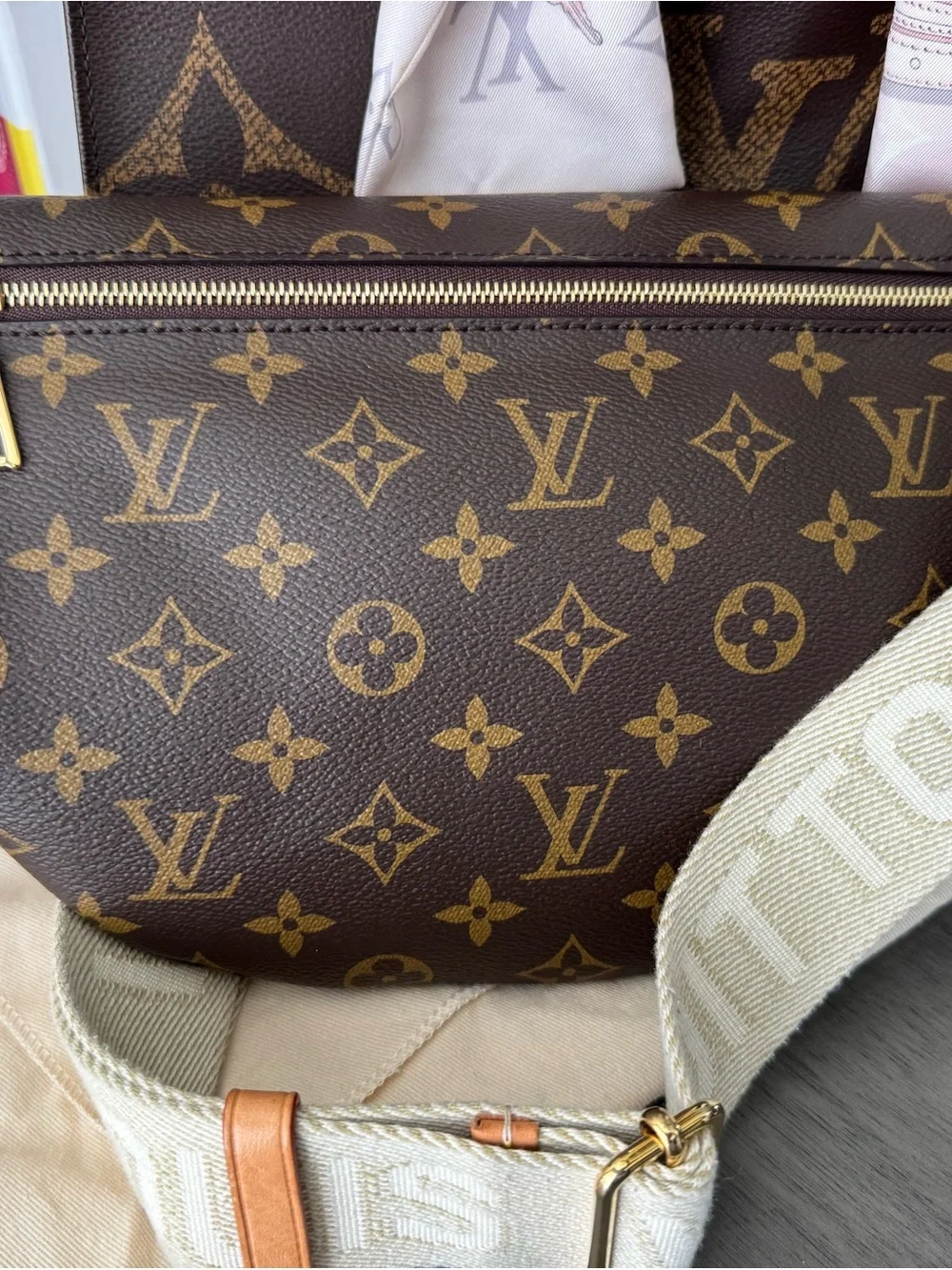 Louis Vuitton Monogram Canvas Belt Bag with Vachetta Trim